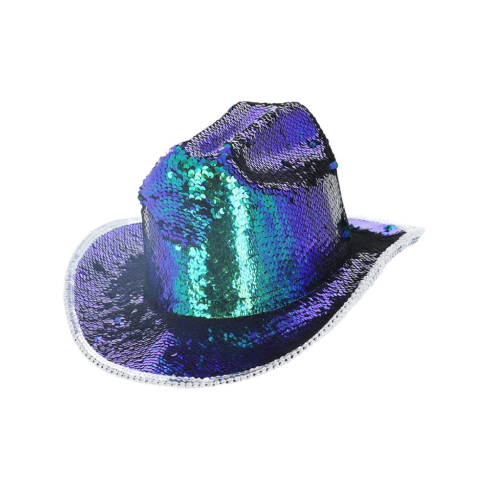 Fever - Deluxe Sequin Cowboy Hat Kostüm Hut - Blau/Grün